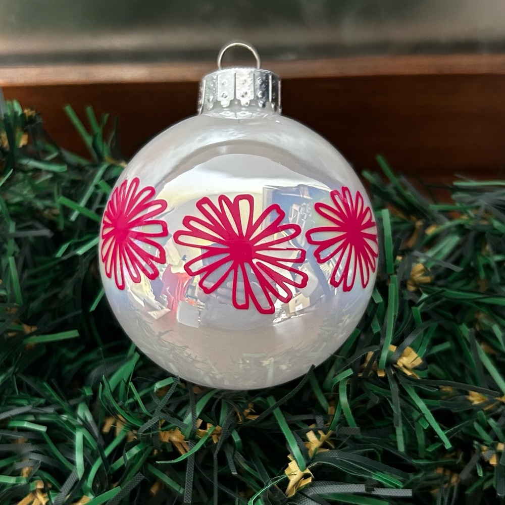 Vintage Inspired Handmade Glass Ornament - Iridescent - Daisy